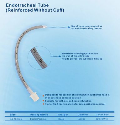 Sprzęt medyczny bez lateksu Wzmocniony PCW / Unrusted 2,0-10.0 mm Endotcheal Tube Pediatric Użycie